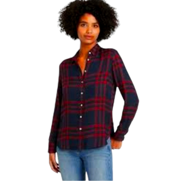 NEW BANANA REPUBLIC DILLON CLASSIC FIR PLAID BUTTON UP FLANNEL SMALL - Picture 2 of 15